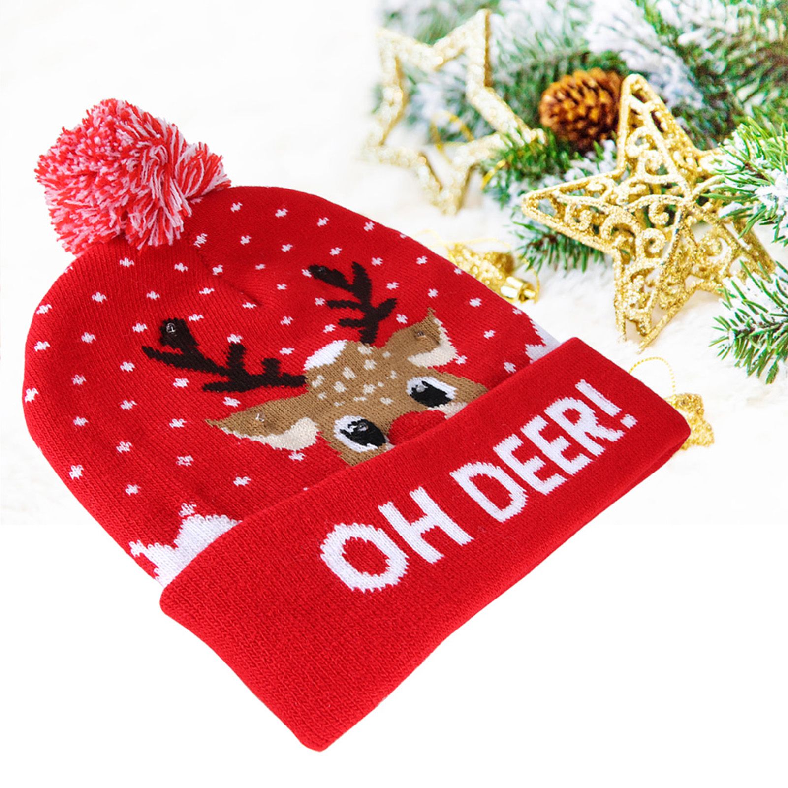 Stylish Luminous Light Up Christmas Hat Knitted Hat for Adult Children view 10