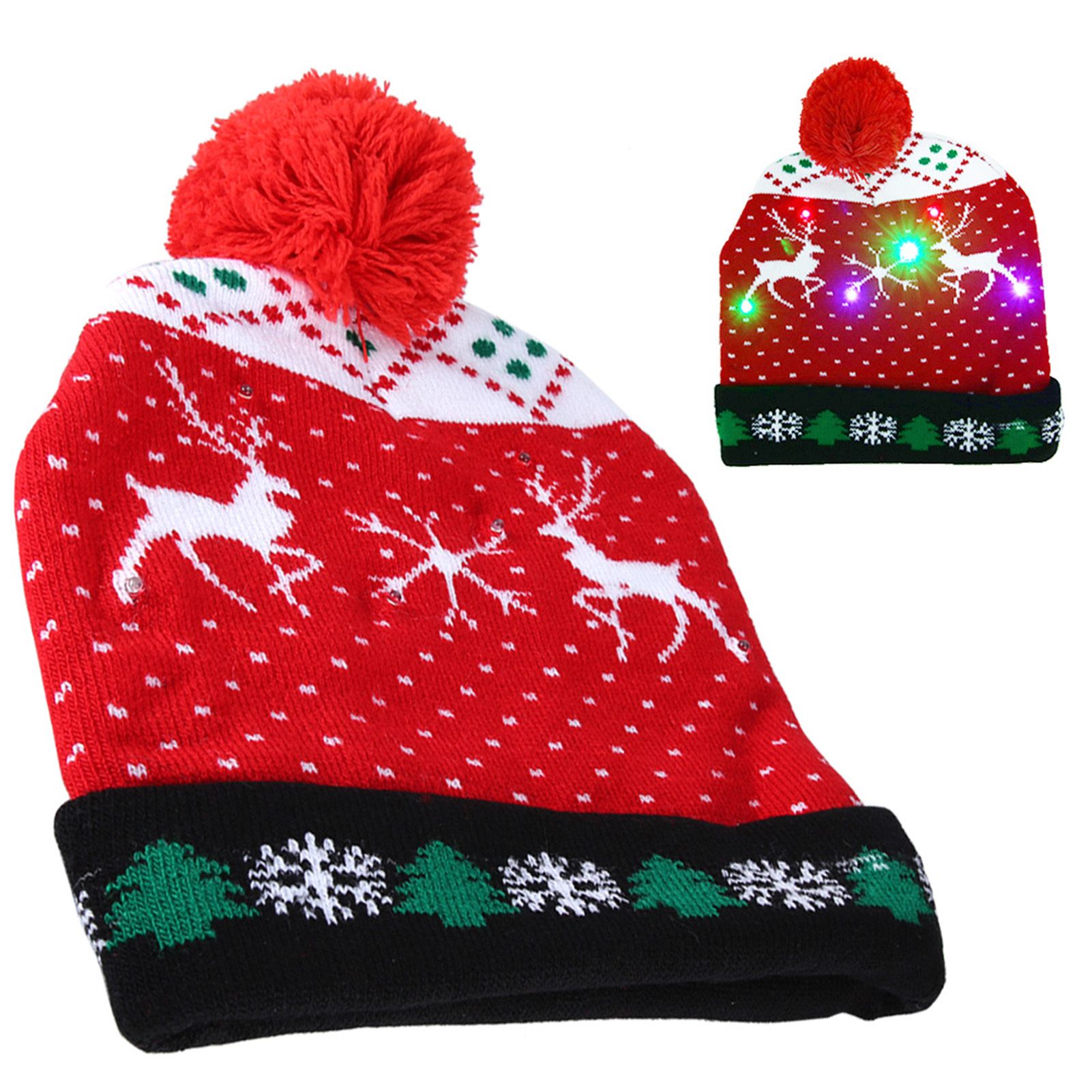Stylish Luminous Light Up Christmas Hat Knitted Hat for Adult Children view 8