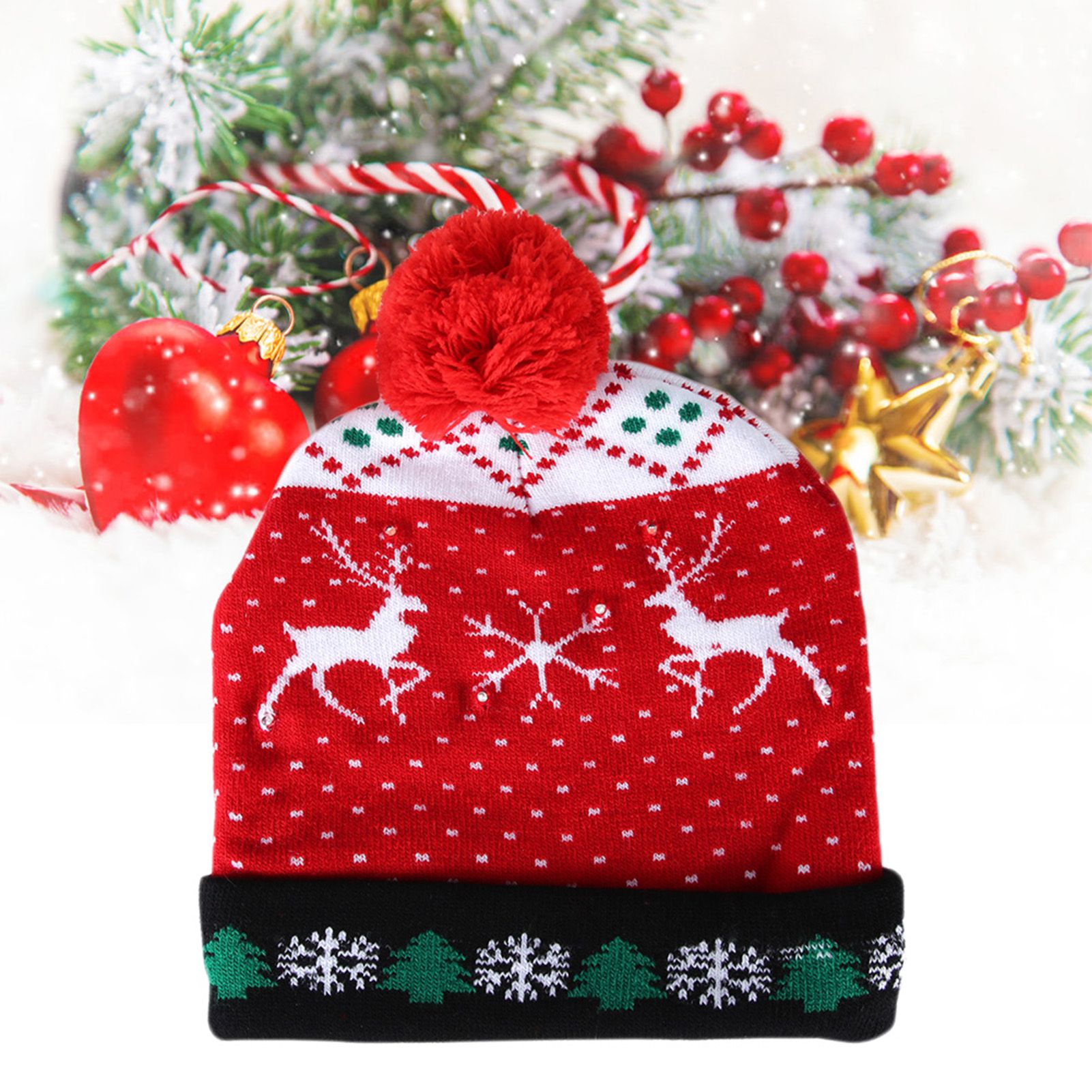Stylish Luminous Light Up Christmas Hat Knitted Hat for Adult Children view 9