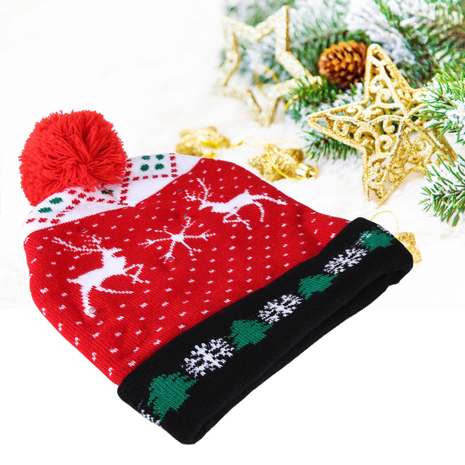 Stylish Luminous Light Up Christmas Hat Knitted Hat for Adult Children view 10
