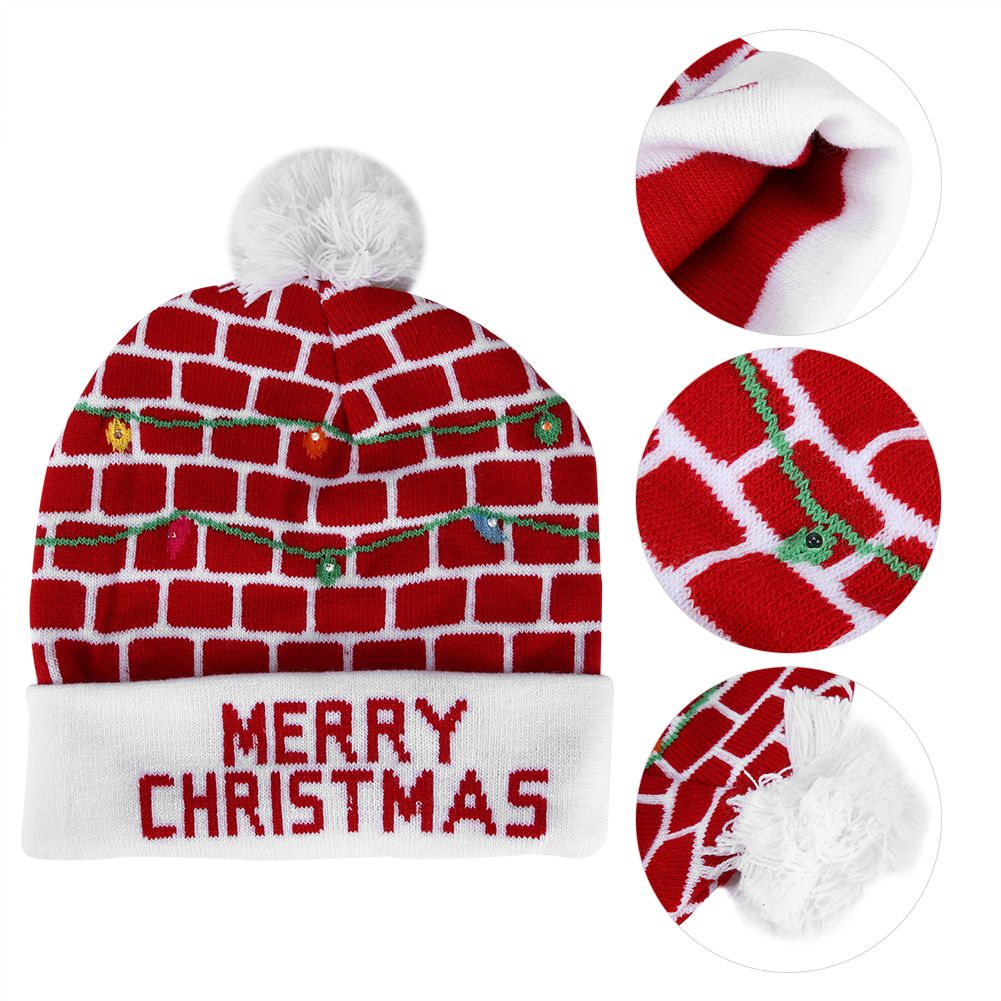 Christmas Knitted Soft Warm Winter Hat Light Hat for Children Adults Festivals — image 1