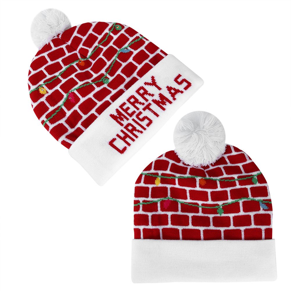 Christmas Knitted Soft Warm Winter Hat Light Hat for Children Adults Festivals view 5
