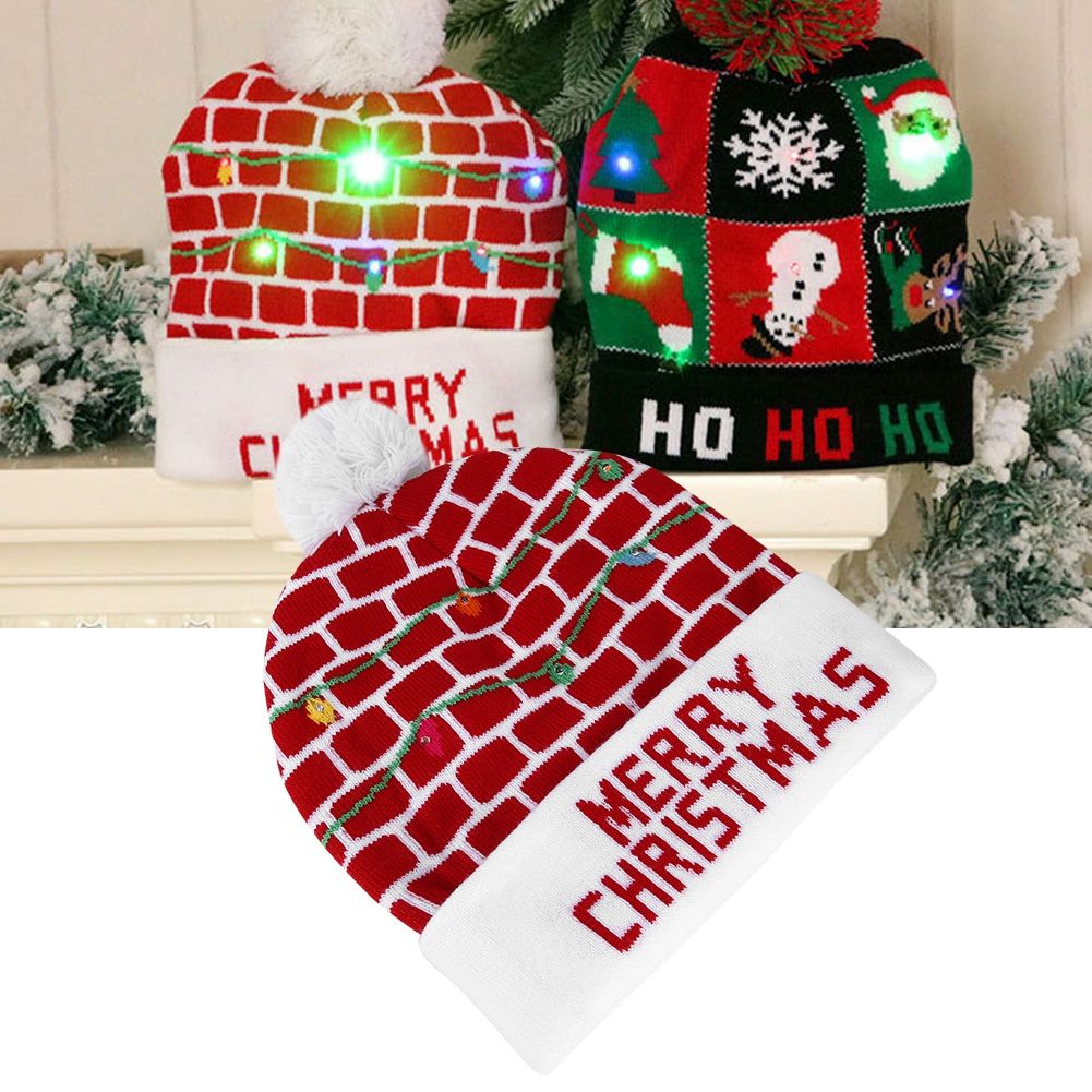 Christmas Knitted Soft Warm Winter Hat Light Hat for Children Adults Festivals view 9