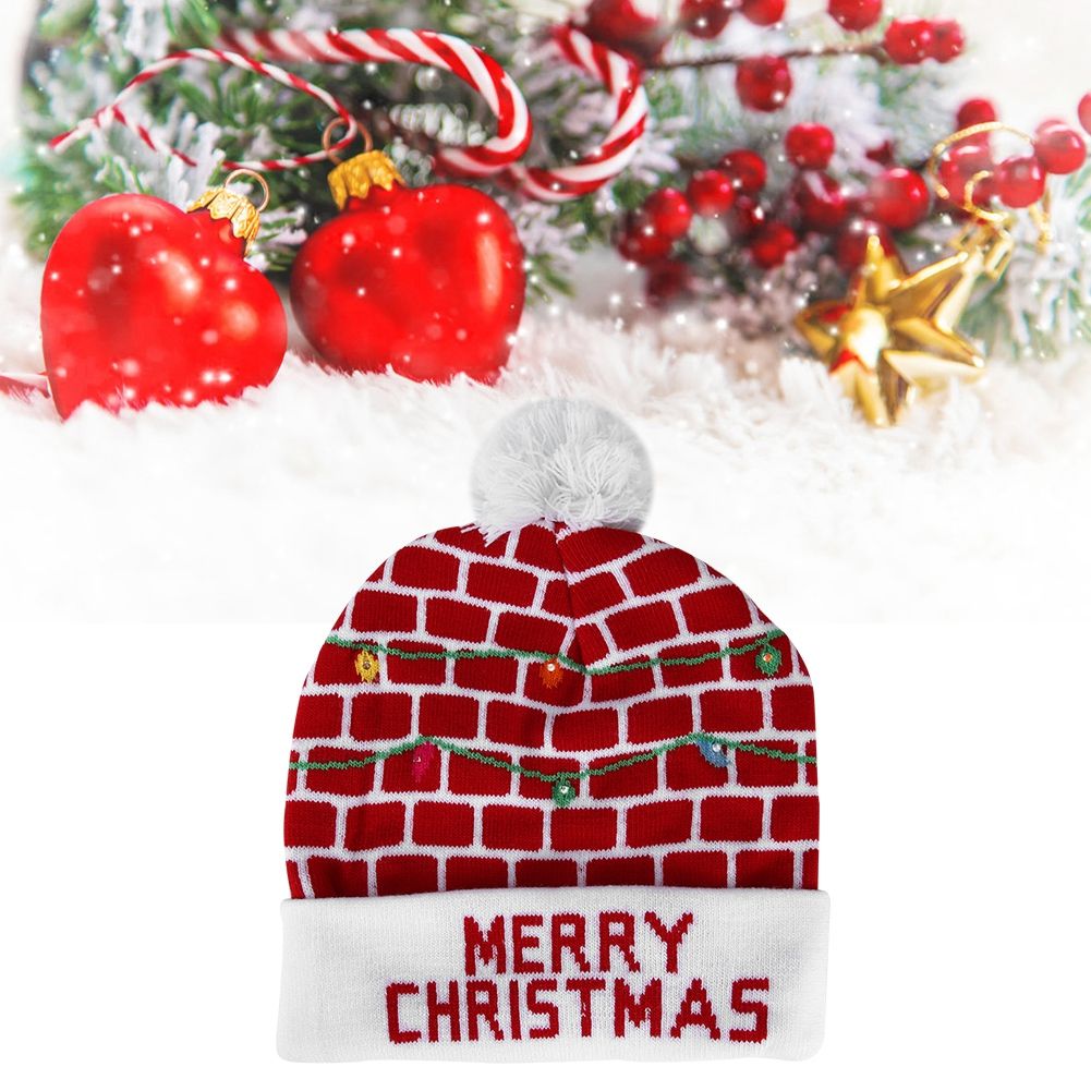 Christmas Knitted Soft Warm Winter Hat Light Hat for Children Adults Festivals view 10