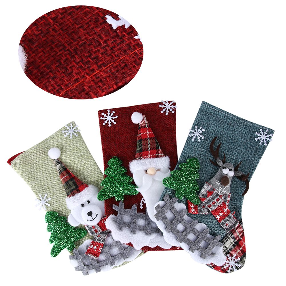 3Pcs/Set Christmas Stockings Sock Gift Bag Hanging Pendant Christmas Tree view 5