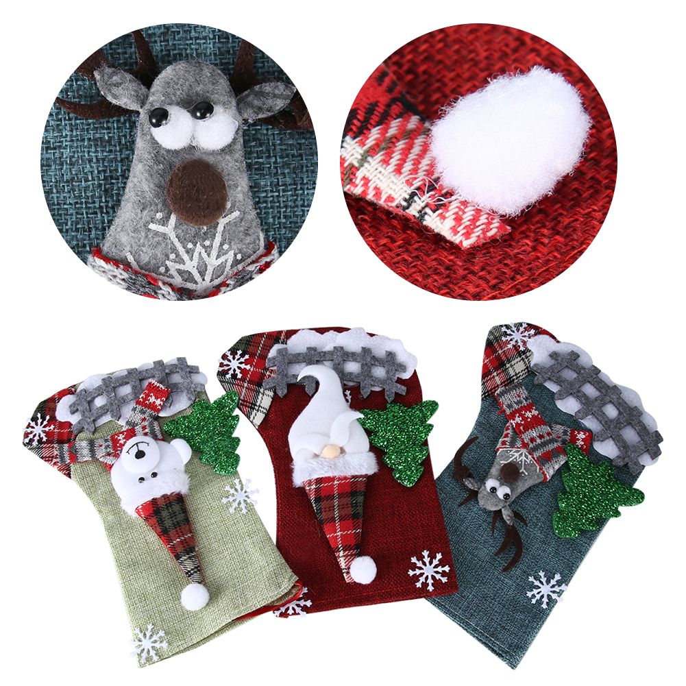 3Pcs/Set Christmas Stockings Sock Gift Bag Hanging Pendant Christmas Tree view 6