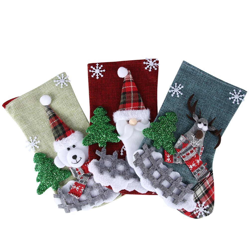 3Pcs/Set Christmas Stockings Sock Gift Bag Hanging Pendant Christmas Tree view 7