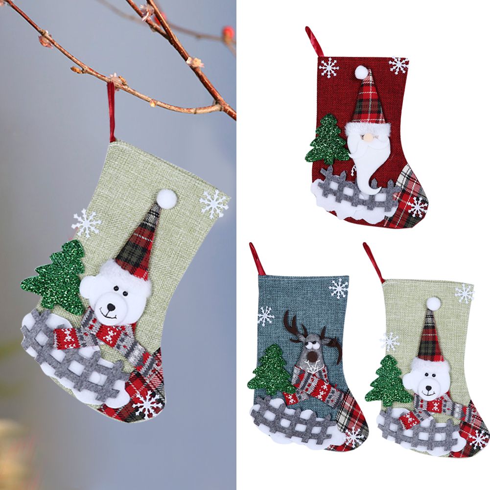 3Pcs/Set Christmas Stockings Sock Gift Bag Hanging Pendant Christmas Tree view 9