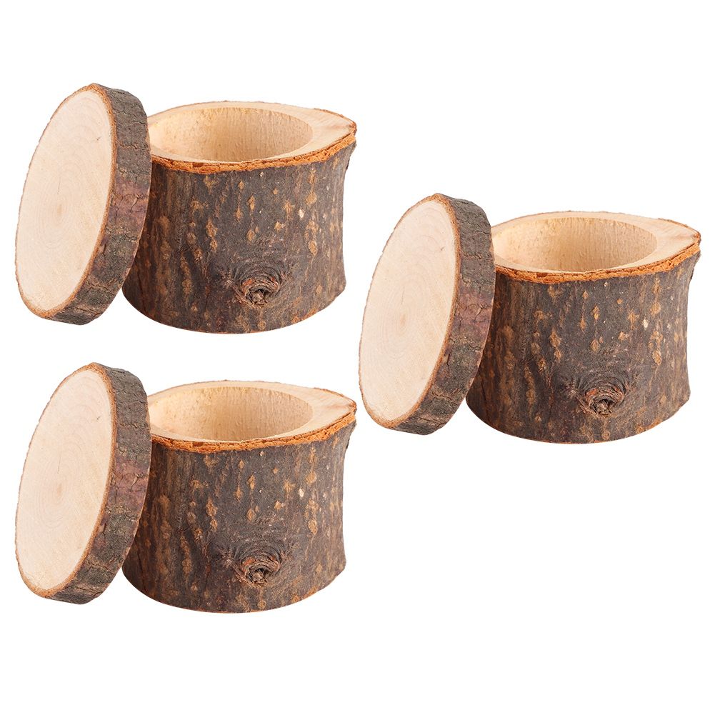 3pcs/ Set Wooden Ring Box DIY Rustic Wedding Ring Holder Bearer Container Case view 5