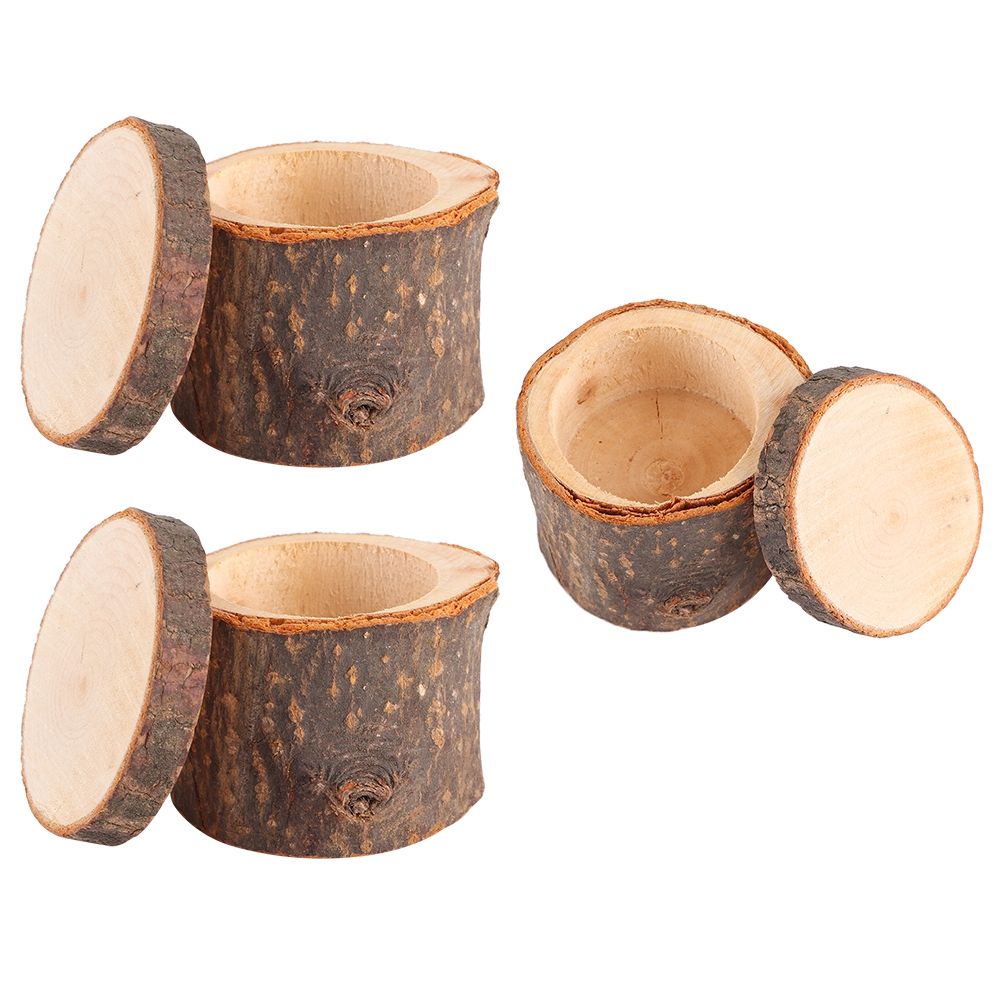 3pcs/ Set Wooden Ring Box DIY Rustic Wedding Ring Holder Bearer Container Case view 6