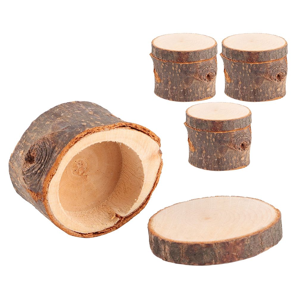 3pcs/ Set Wooden Ring Box DIY Rustic Wedding Ring Holder Bearer Container Case view 8