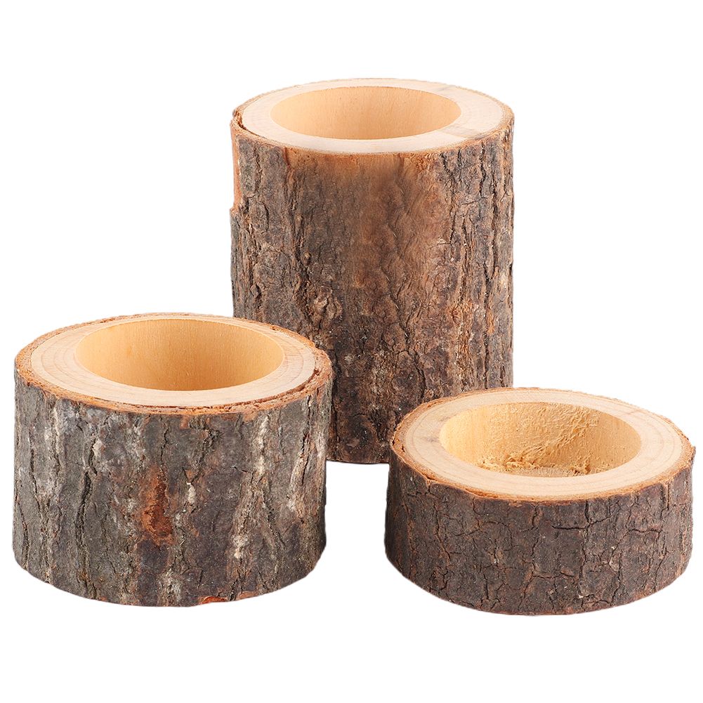 3pcs/Set Wooden Candle Stand Tea Light Candle Holders for Rustic Wedding Party view 2