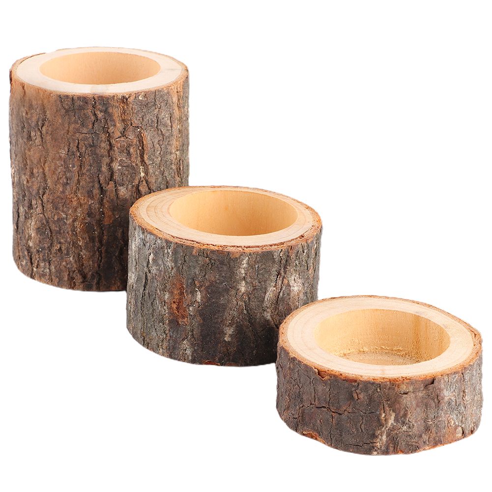 3pcs/Set Wooden Candle Stand Tea Light Candle Holders for Rustic Wedding Party view 3