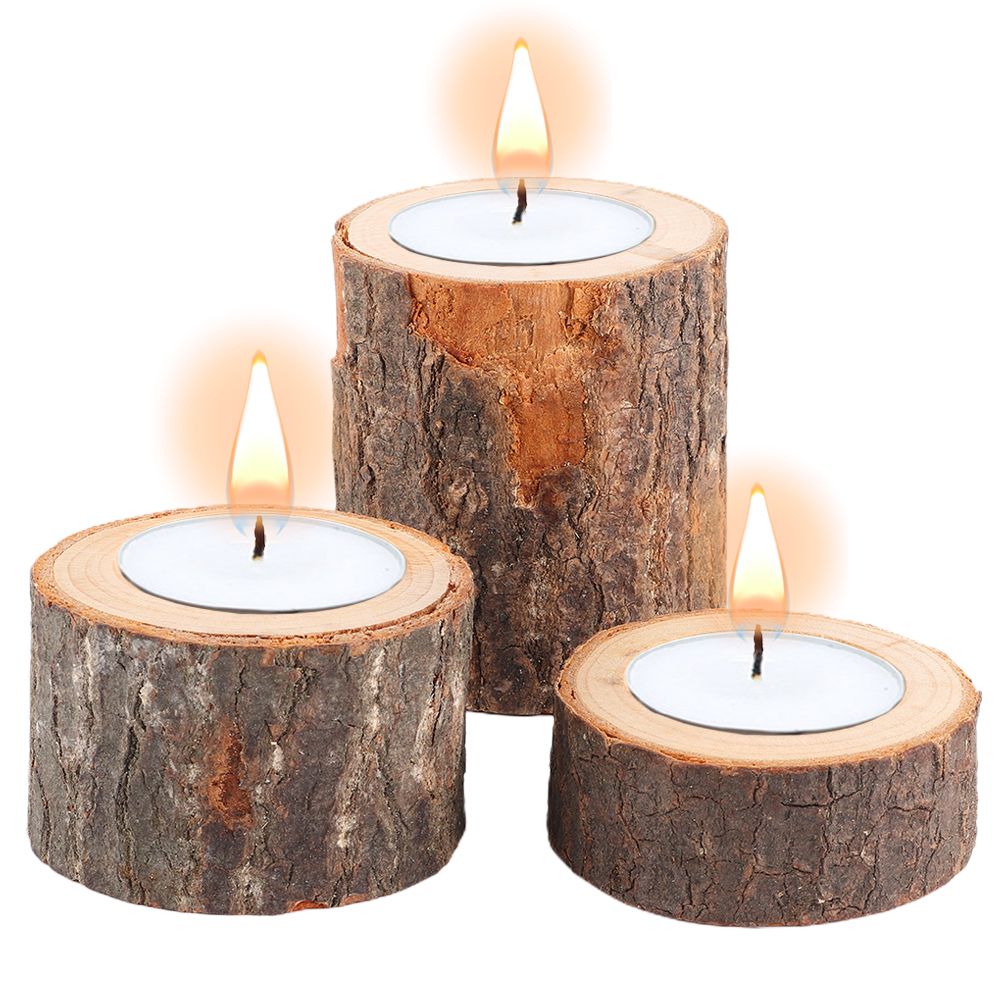 3pcs/Set Wooden Candle Stand Tea Light Candle Holders for Rustic Wedding Party view 9