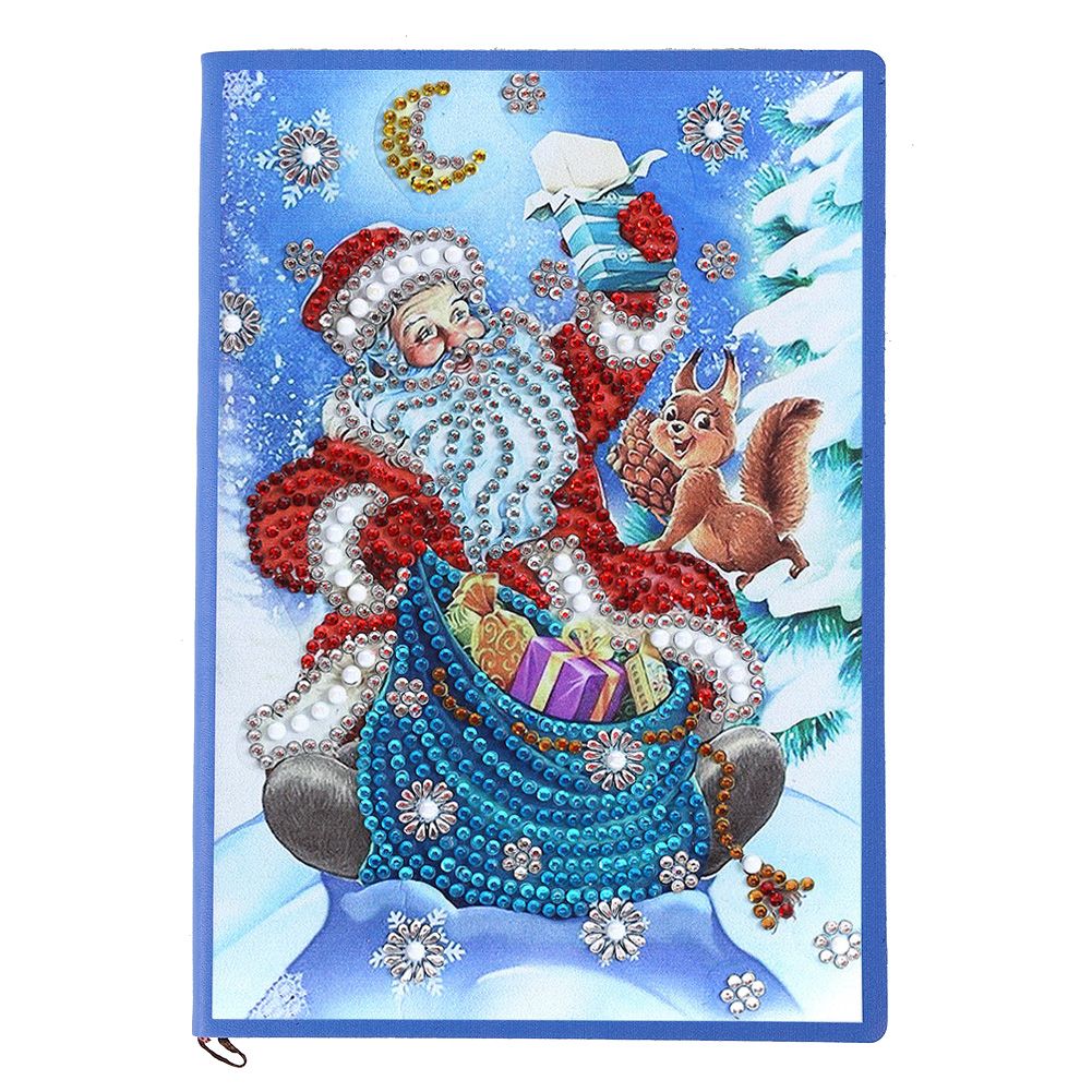 Santa Claus Pattern Diamonds Painting Notebook DIY Diamonds Pictures Kit