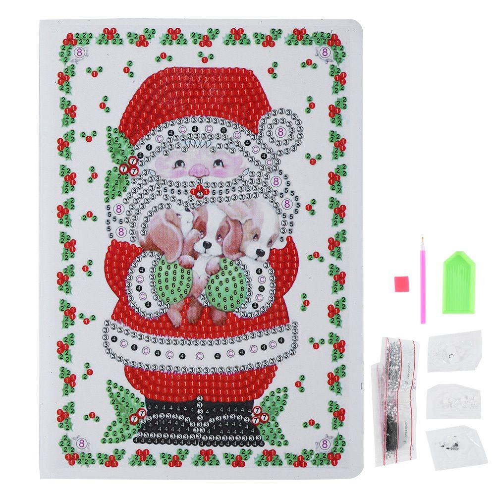 DIY Christmas Santa Claus Pattern Diamond Painting Notebook Kits Decoration view 2