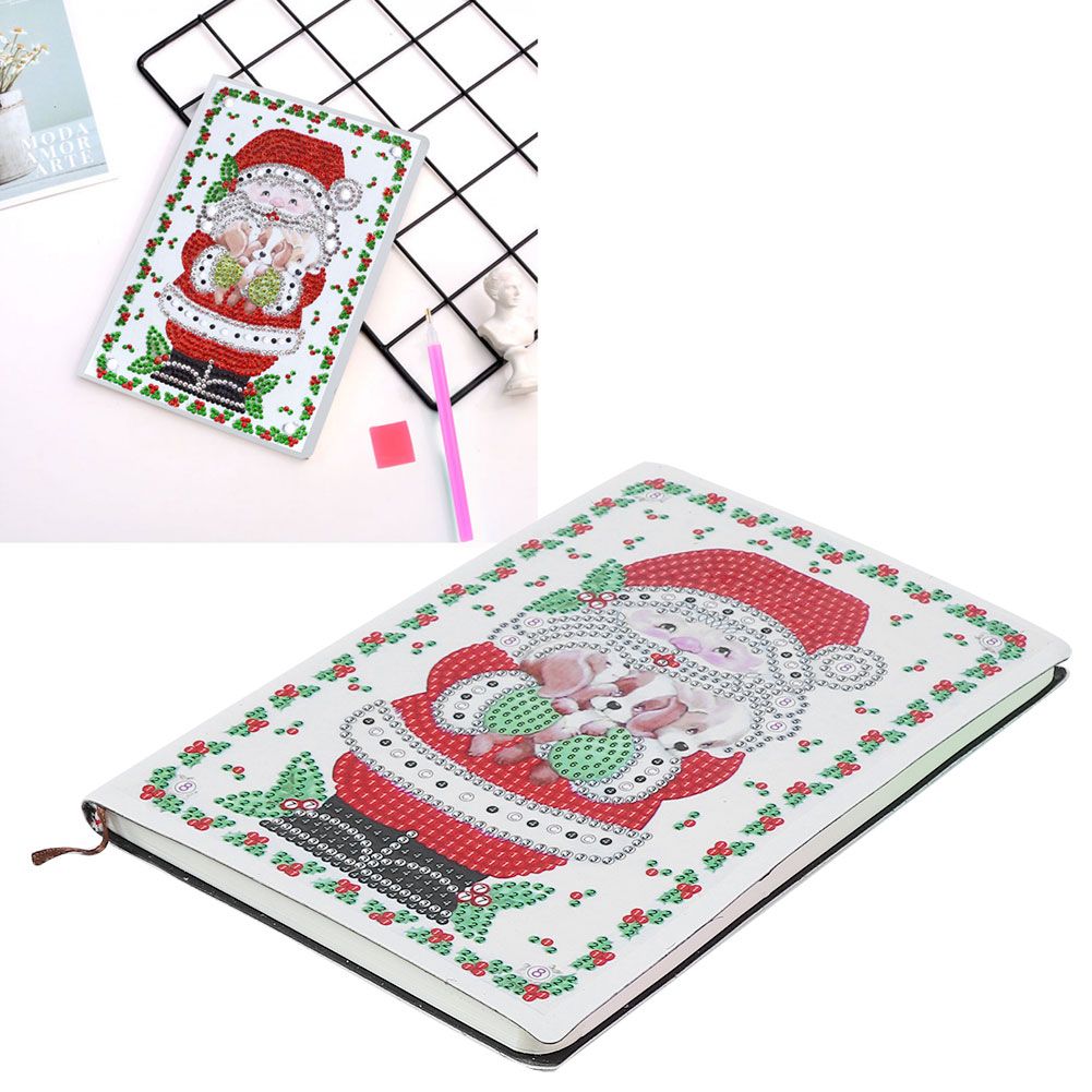 DIY Christmas Santa Claus Pattern Diamond Painting Notebook Kits Decoration view 10