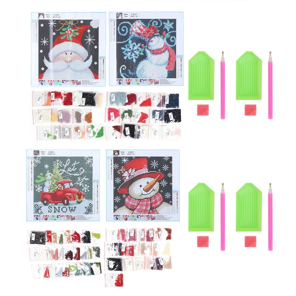 4 Set Full Drill Christmas Diamonds Painting Kit DIY HomeMade for Adults view 2