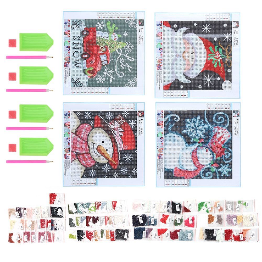 4 Set Full Drill Christmas Diamonds Painting Kit DIY HomeMade for Adults view 3