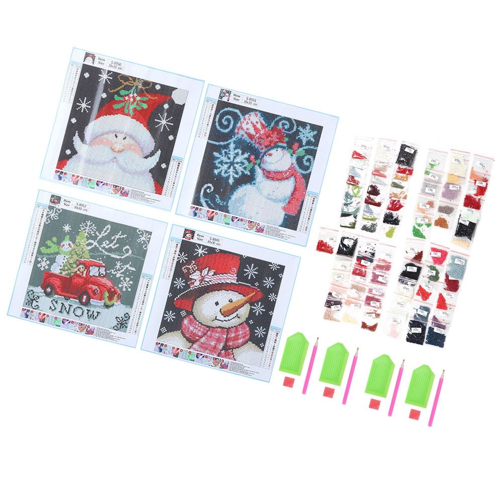 4 Set Full Drill Christmas Diamonds Painting Kit DIY HomeMade for Adults view 8