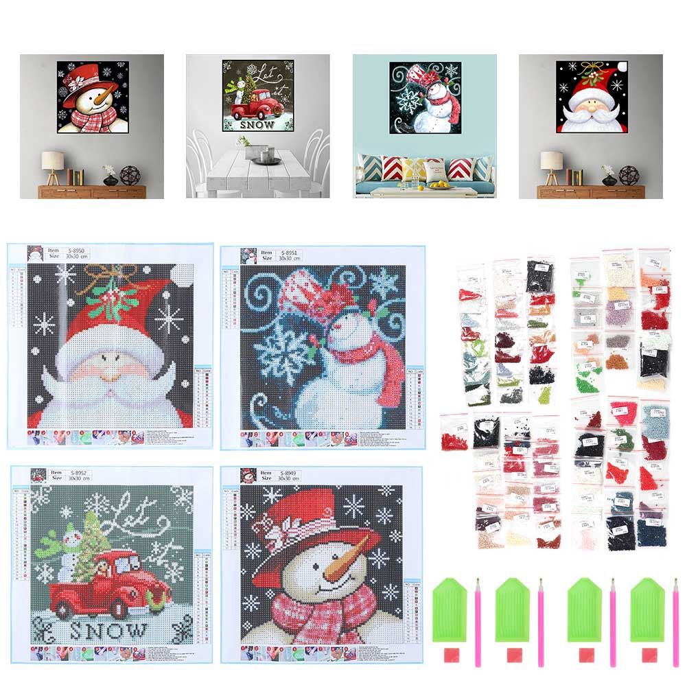 4 Set Full Drill Christmas Diamonds Painting Kit DIY HomeMade for Adults view 9