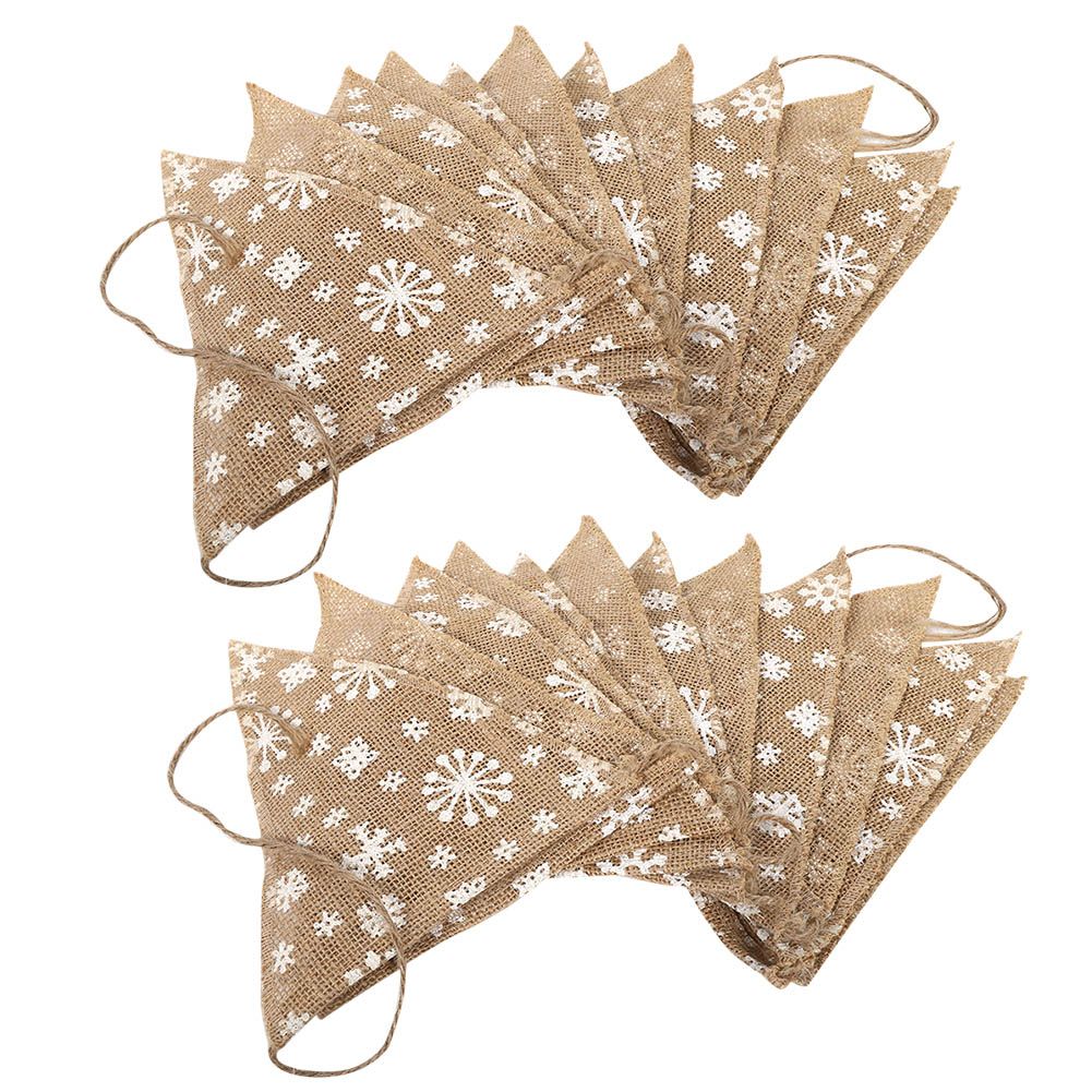 2PCS Christmas Snowflake Pattern Banners Hanging Pull Flags DIY String Pennant — image 1