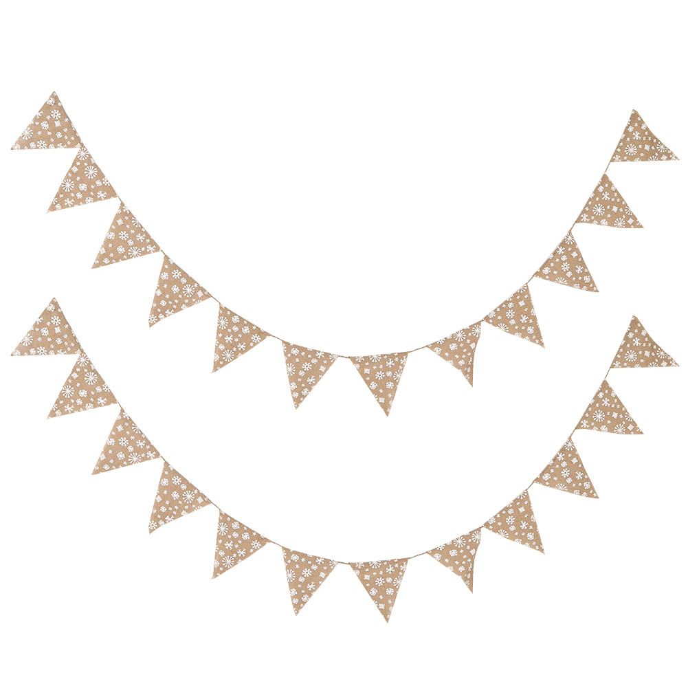 2PCS Christmas Snowflake Pattern Banners Hanging Pull Flags DIY String Pennant view 2