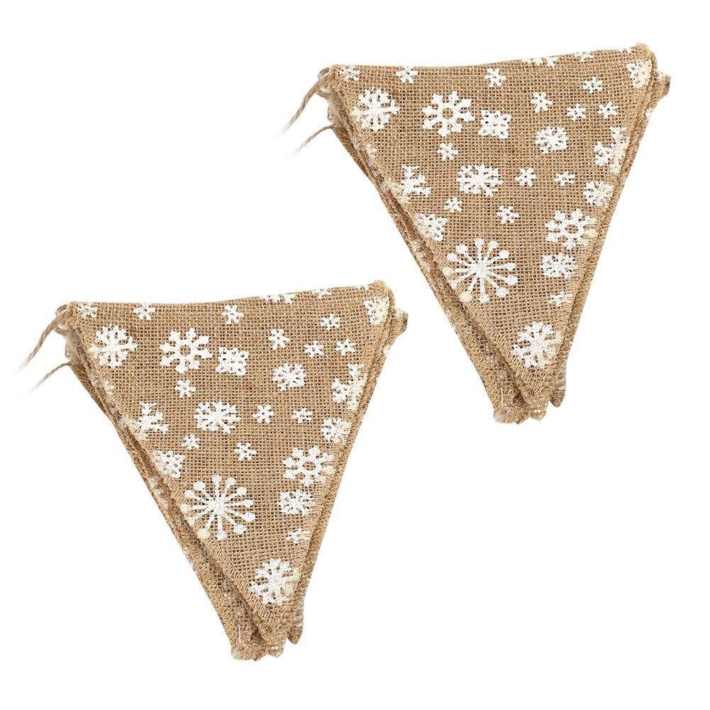 2PCS Christmas Snowflake Pattern Banners Hanging Pull Flags DIY String Pennant view 6