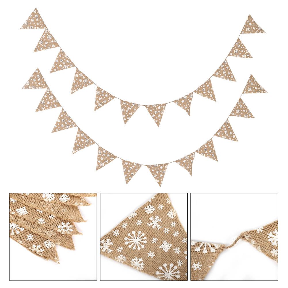 2PCS Christmas Snowflake Pattern Banners Hanging Pull Flags DIY String Pennant view 8