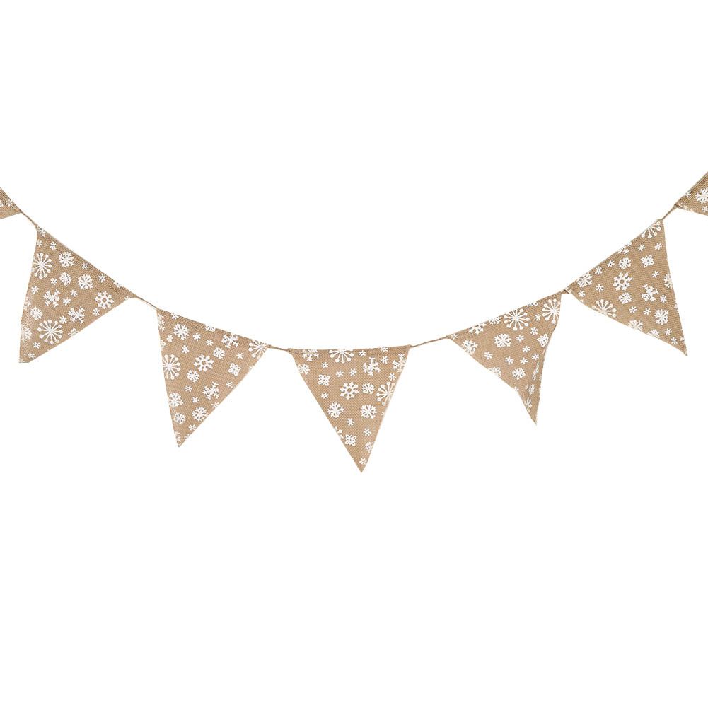 2PCS Christmas Snowflake Pattern Banners Hanging Pull Flags DIY String Pennant view 11