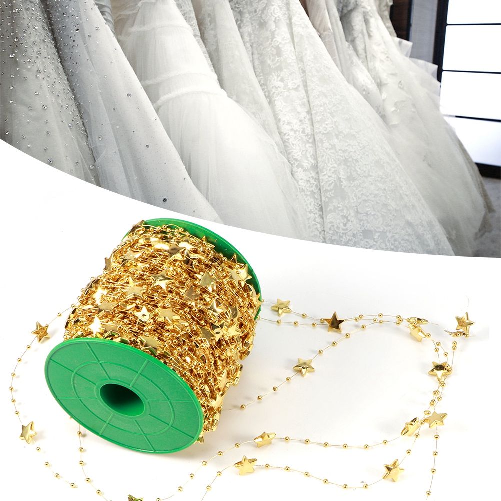 DIY Star Faux Pearls Beads String Garland for Christmas Tree Wedding Party view 10