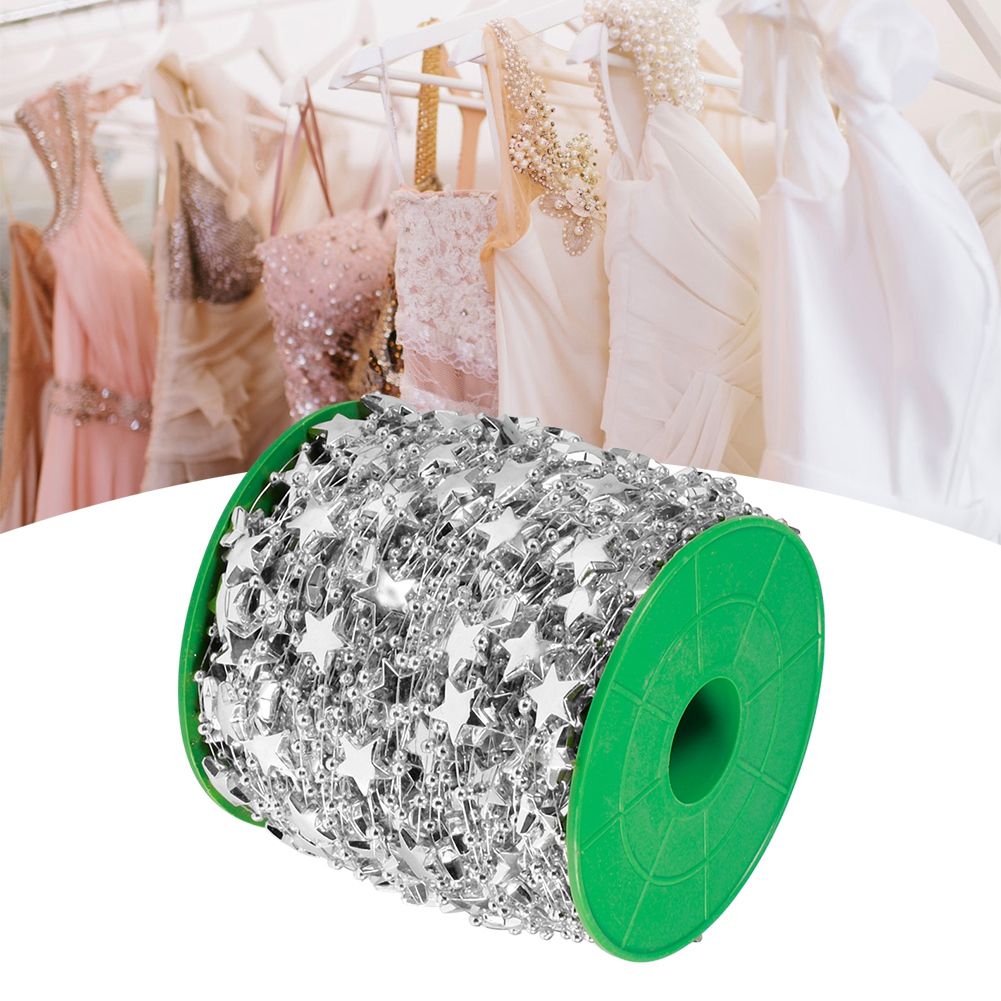 DIY Star Faux Pearls Beads String Garland for Christmas Tree Wedding Party view 9