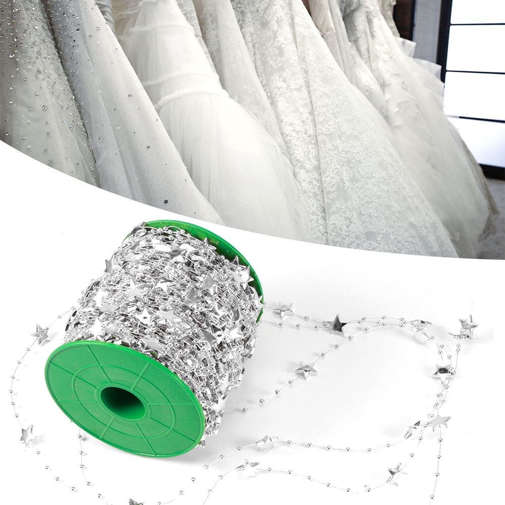 DIY Star Faux Pearls Beads String Garland for Christmas Tree Wedding Party view 10