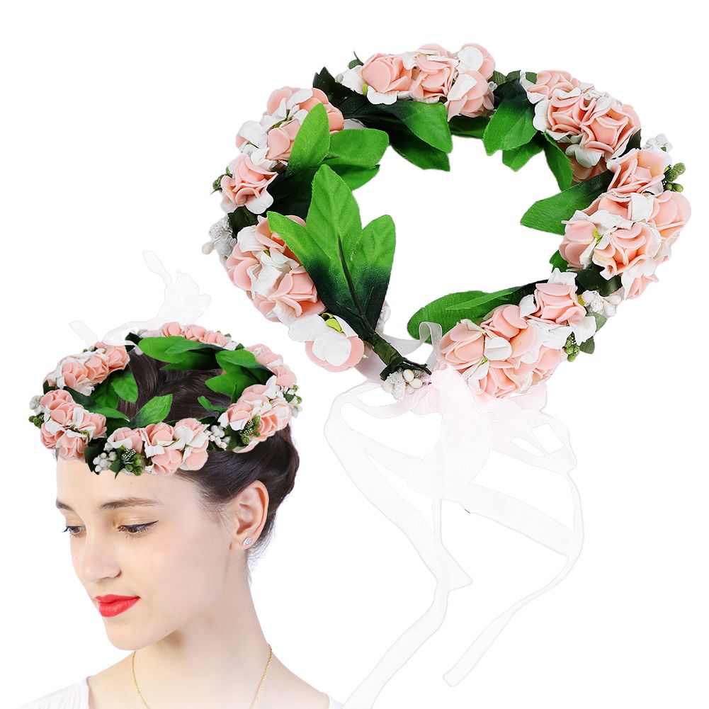 Artificial Flower Wreath Crown Garland Headband Girl Hair Accessories Headwear view 9