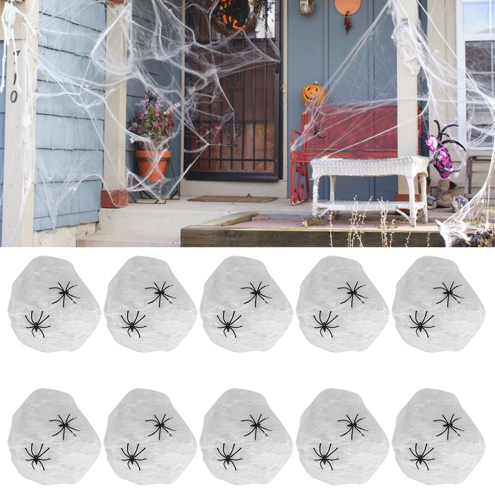 10Bags Spiders Webs Cobweb Halloween Decorations Bar Haunted House KTV Scene view 9