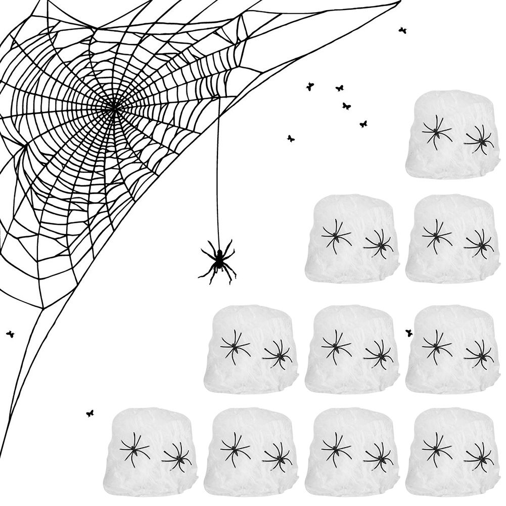 10Bags Spiders Webs Cobweb Halloween Decorations Bar Haunted House KTV Scene view 10