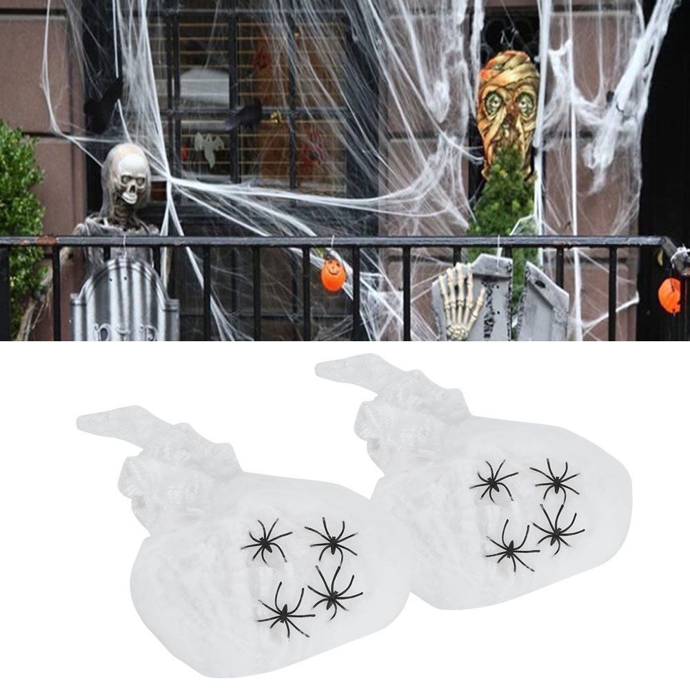 2Bags Halloween Spiders Webs Decorations Super Stretch Cobwebs for Indoor view 9