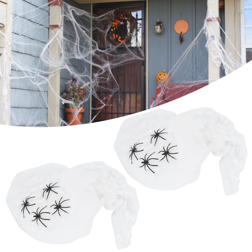 2Bags Halloween Spiders Webs Decorations Super Stretch Cobwebs for Indoor view 10