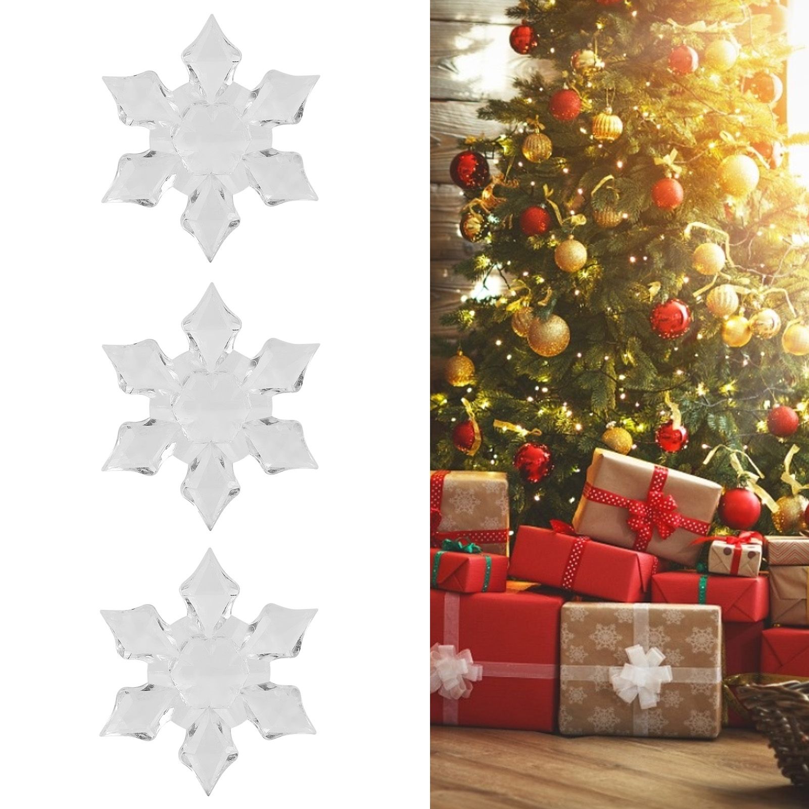 60Pcs 4.5cm Acrylic Christmas Snowflake Decorations Hanging Pendant for Home view 9