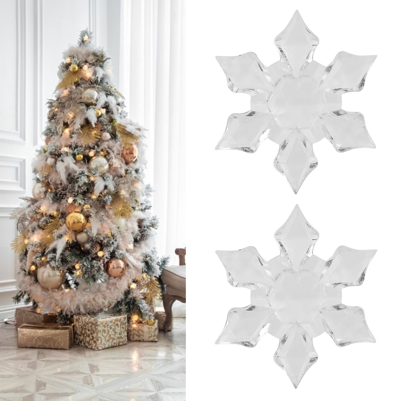 60Pcs 4.5cm Acrylic Christmas Snowflake Decorations Hanging Pendant for Home view 10