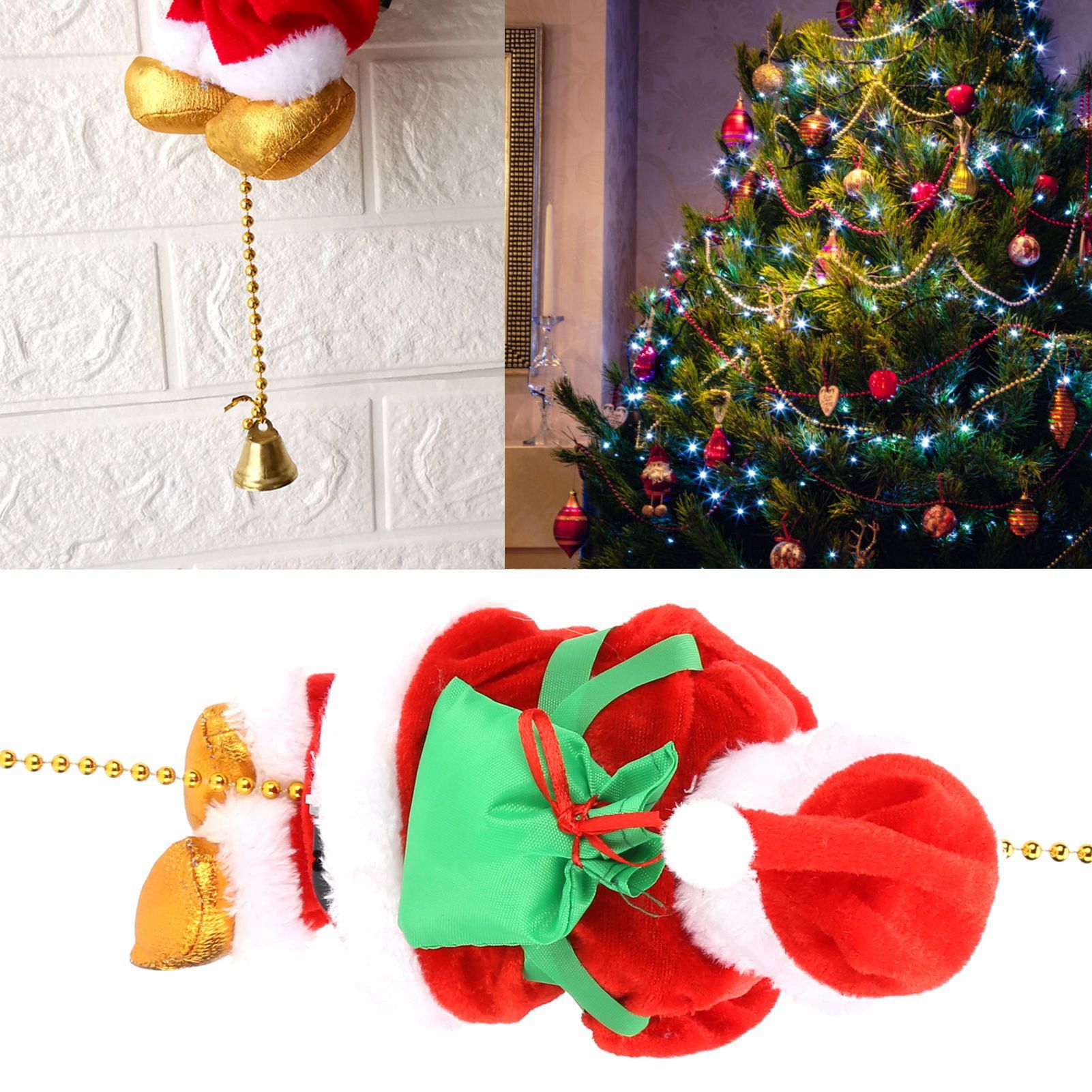 Electric Climbing Santa Claus On Beads Chain Moving Figure Hanging Xmas view 9