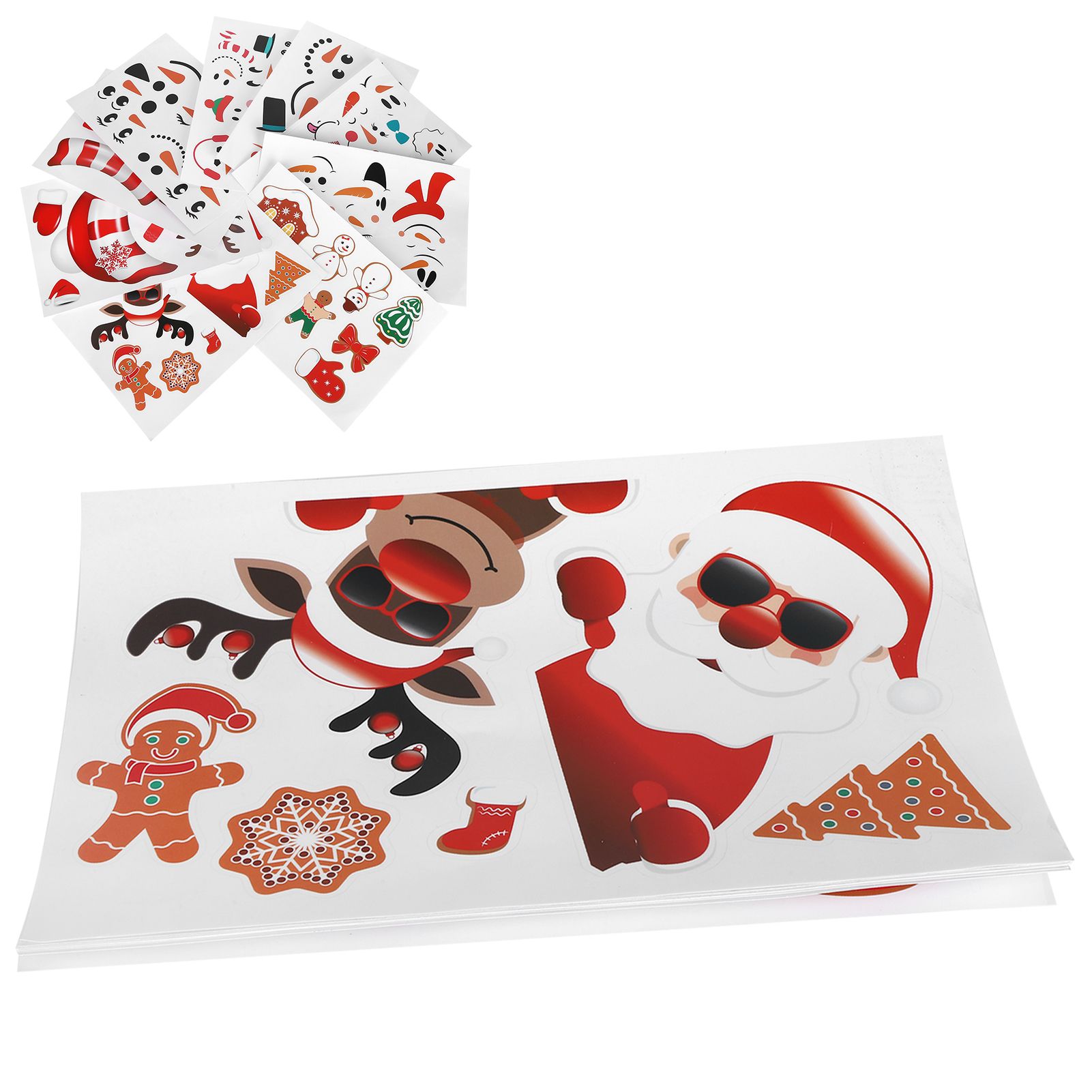9PCS Santa Claus Snowman Elk Pattern Refrigerator Decals Wall Cup Car — image 1