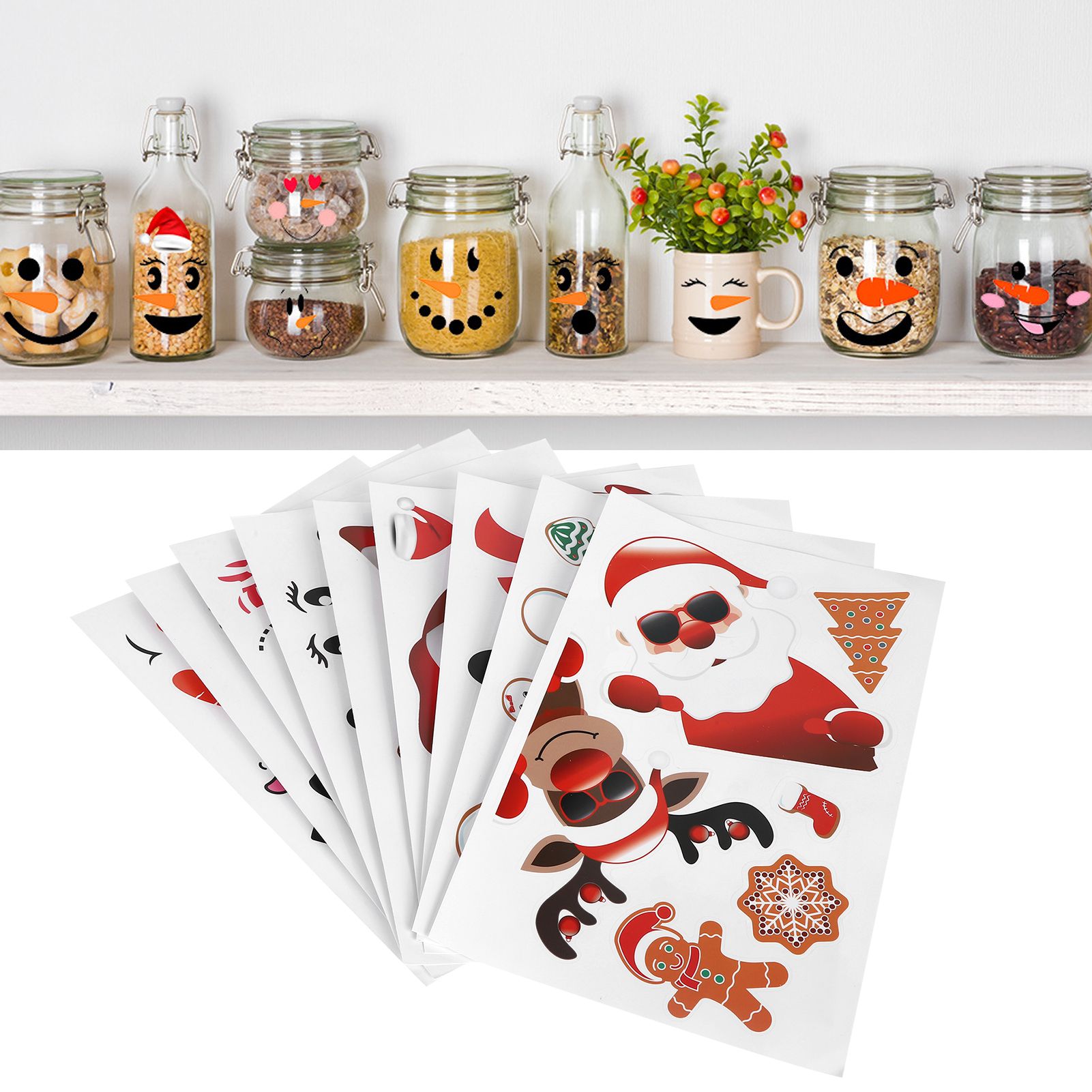 9PCS Santa Claus Snowman Elk Pattern Refrigerator Decals Wall Cup Car view 10