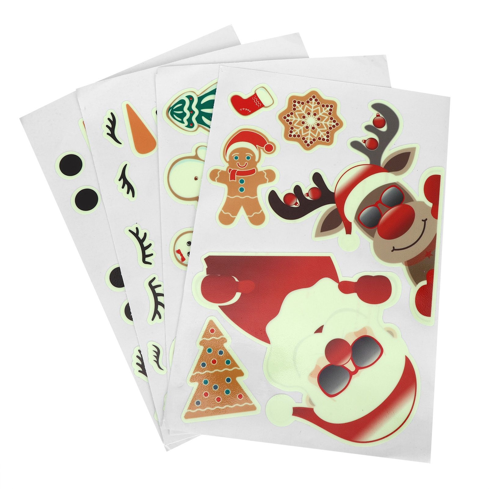 4PCS DIY Luminous Santa Claus Snowman Elk Pattern Decorative Stickers for Wall view 3