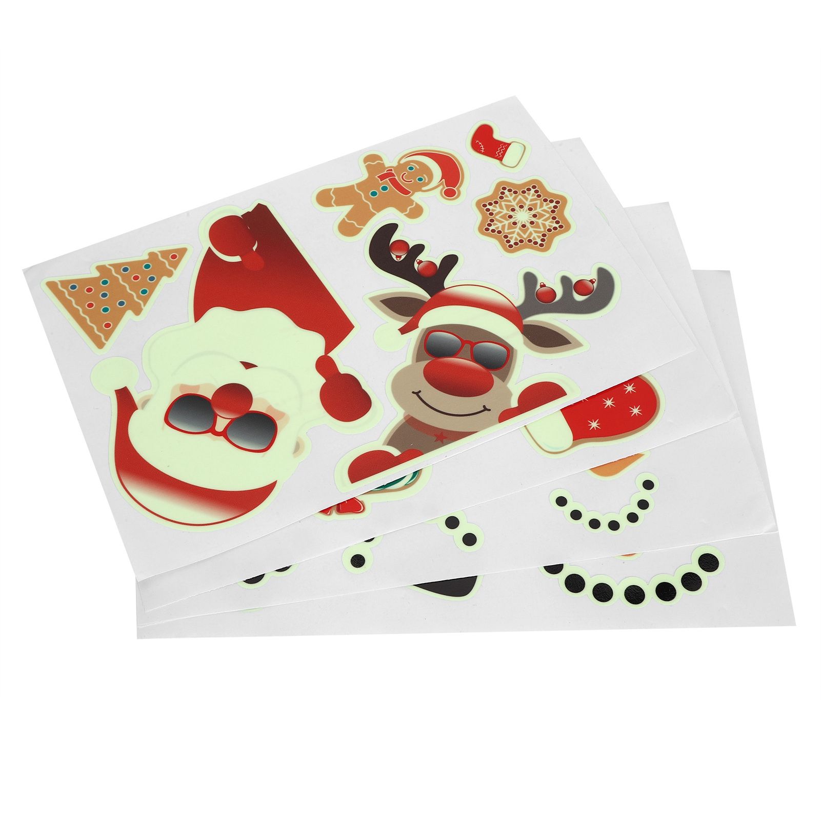 4PCS DIY Luminous Santa Claus Snowman Elk Pattern Decorative Stickers for Wall view 5