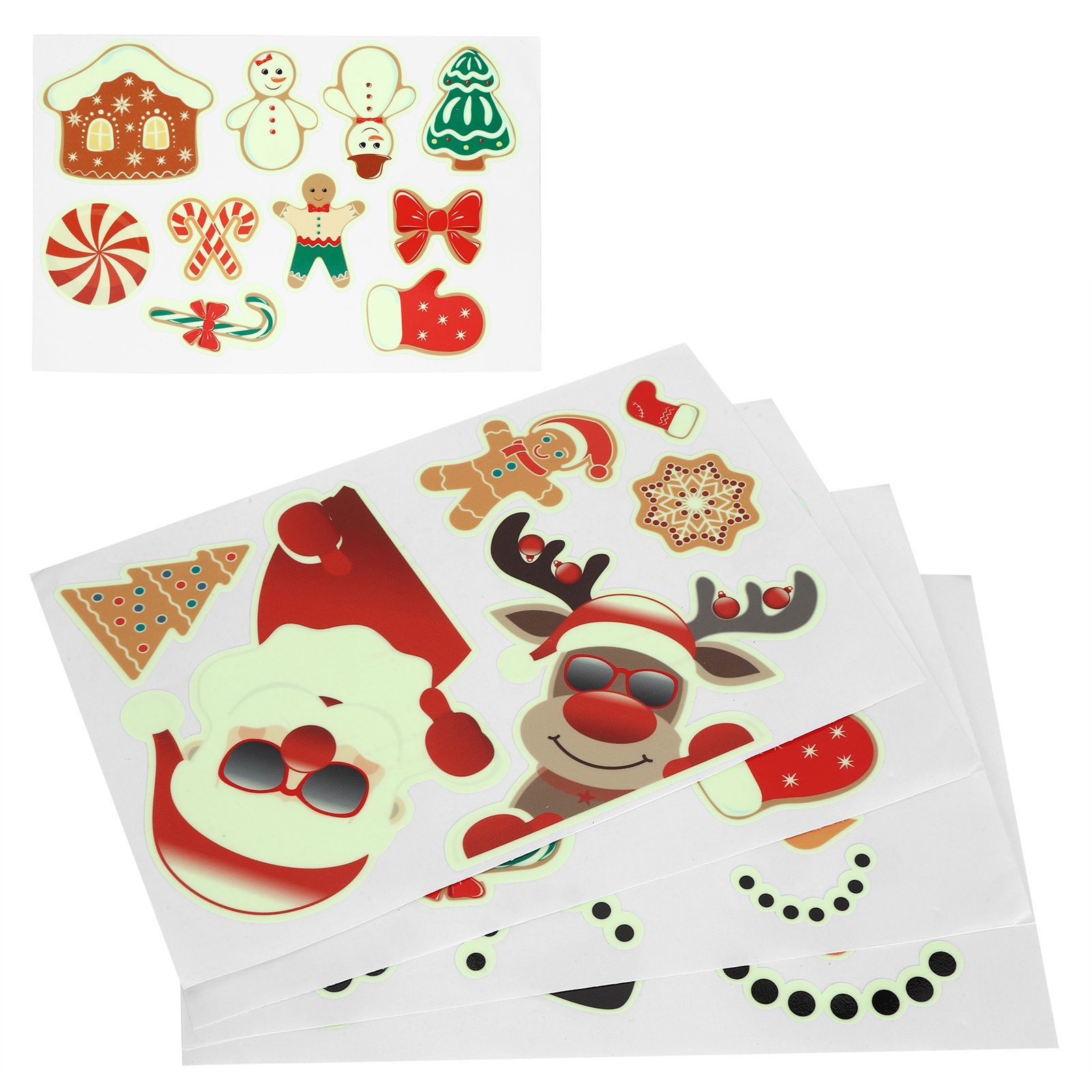 4PCS DIY Luminous Santa Claus Snowman Elk Pattern Decorative Stickers for Wall view 8