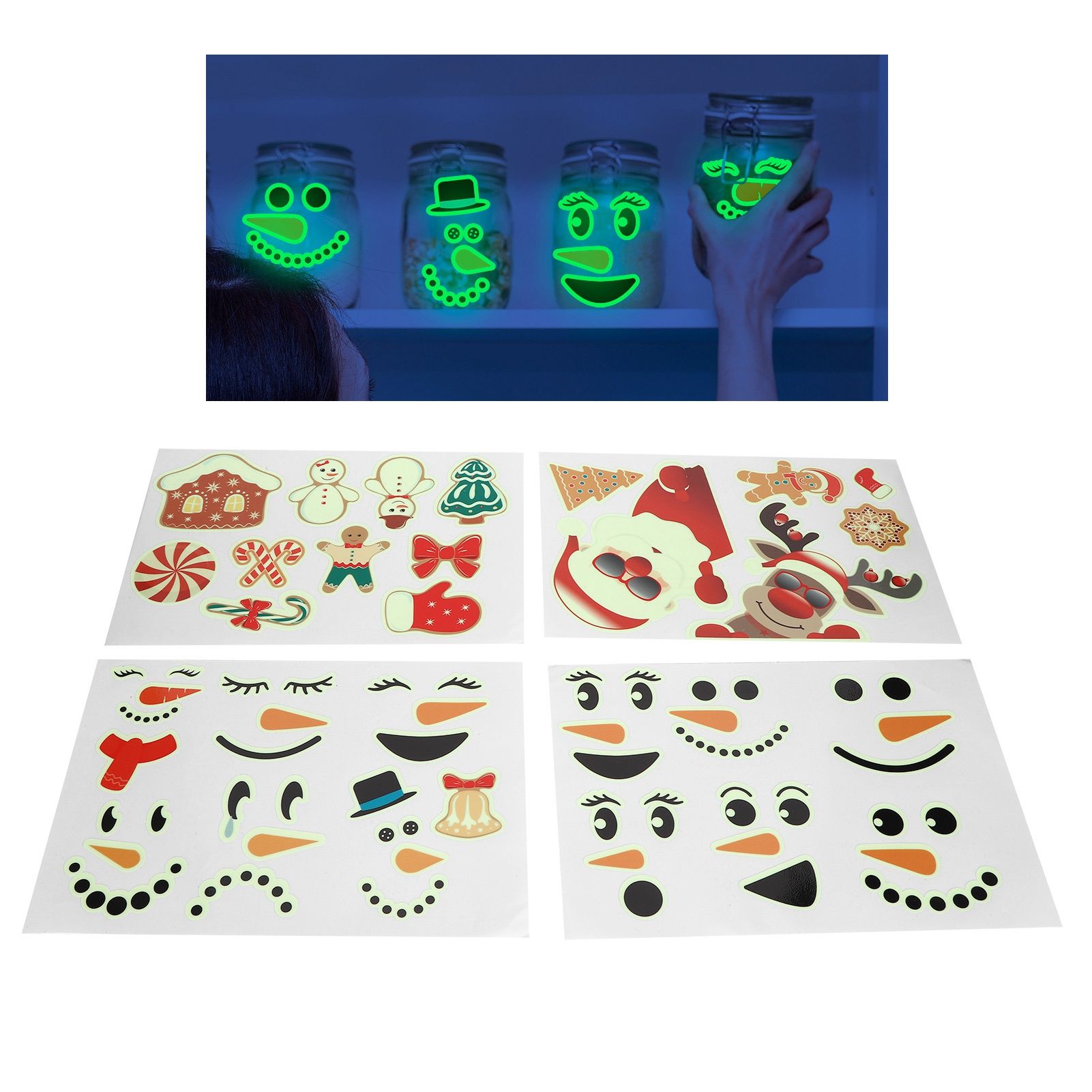 4PCS DIY Luminous Santa Claus Snowman Elk Pattern Decorative Stickers for Wall view 10