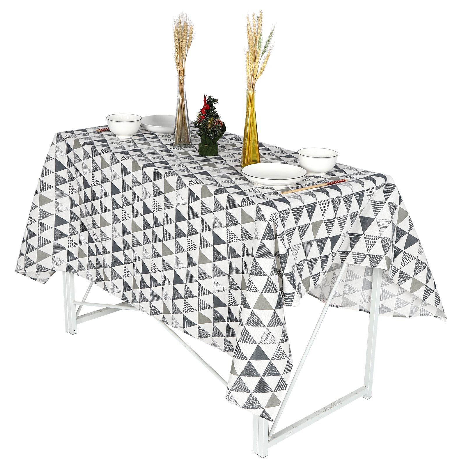 Geometric Tablecloth Cotton Linen Fabric Table Cloth Dining Table Cover view 9