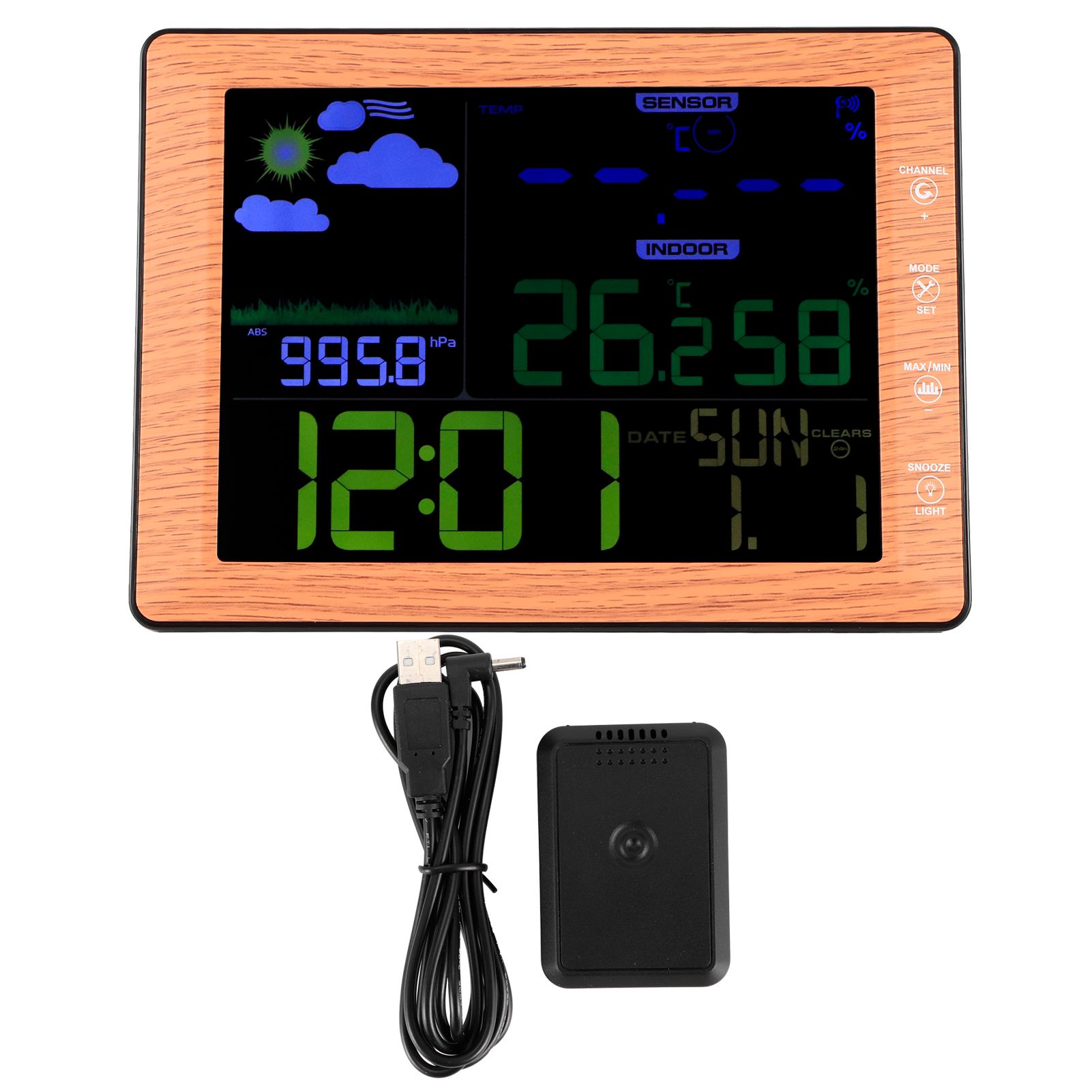 Wireless Weather Forecast Color Screen Alarm Clock Indoor Outdoor Sound view 2