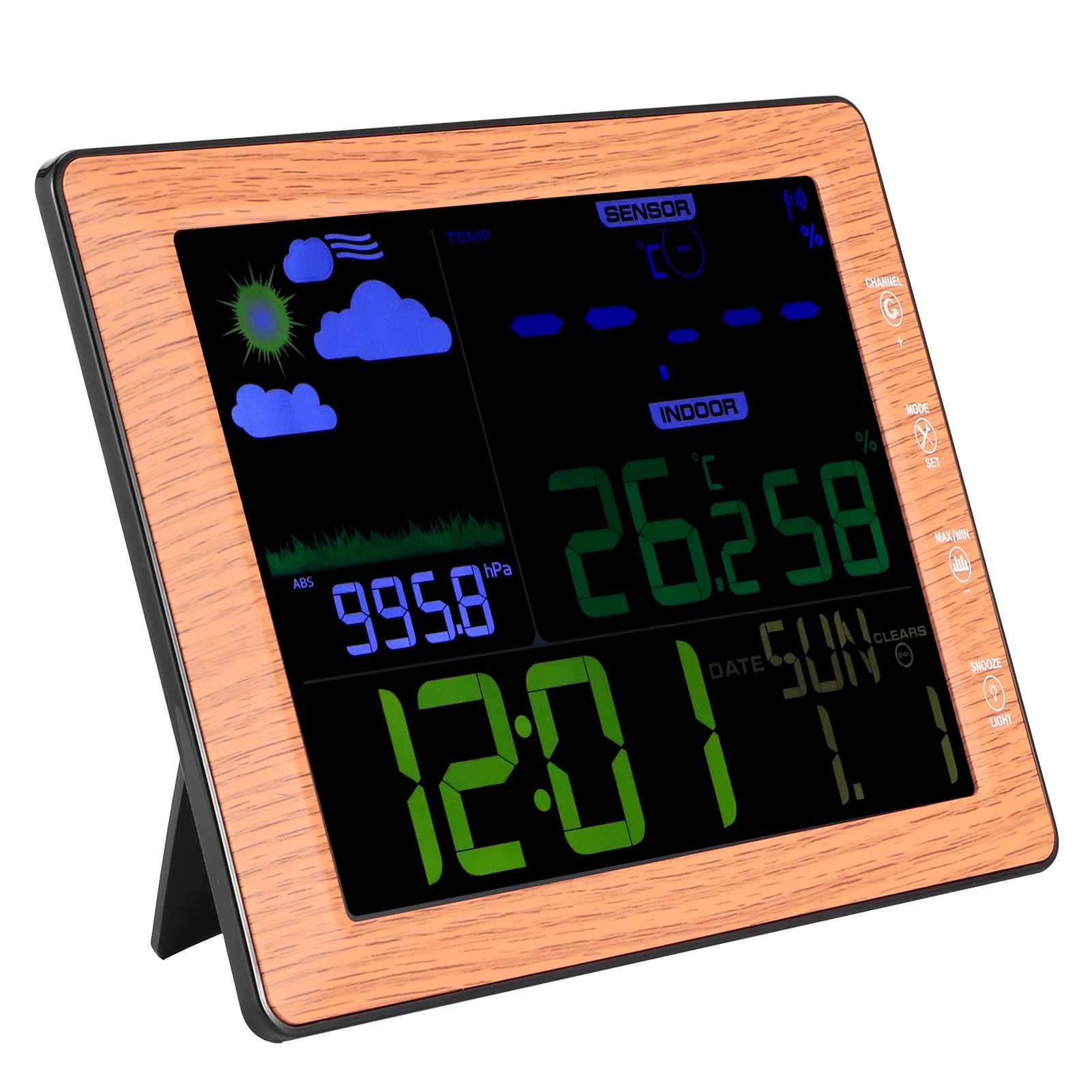 Wireless Weather Forecast Color Screen Alarm Clock Indoor Outdoor Sound view 3
